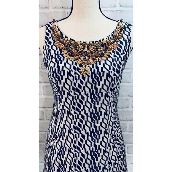 Moulinette Soeurs Womens Blue&White Sheath‎ Dress 0 - Picture 3 of 6